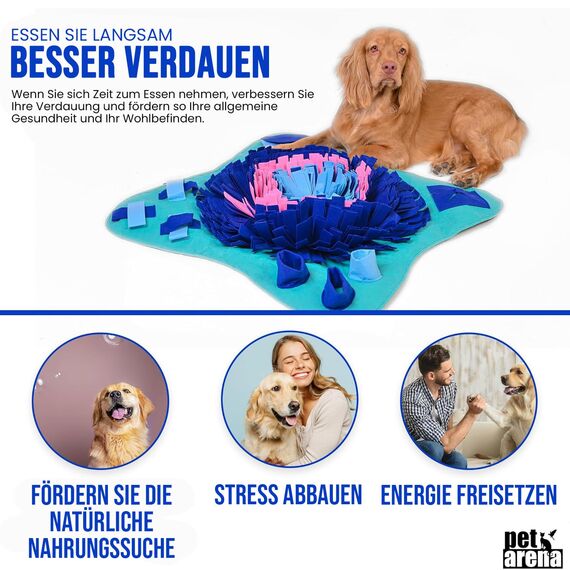 PET ARENA Schnüffelteppich Hund & Katzen 63,5 x 63,5 cm – waschbare & größenverstellbare Schnüffelmatte aus hochwertigen Materialien gegen Langeweile & Stress Intelligenzspielzeug zur Hund