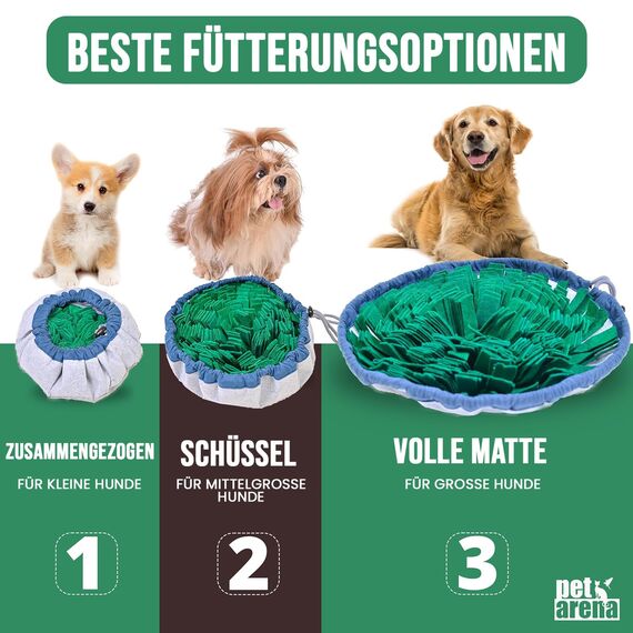 PET ARENA Schnüffelteppich Hund - Schnüffelmatte zur Förderung Beste Materialien - extrem widerstandsfähiges Intelligenzspielzeug für Hunde - größenverstellbar und waschbar