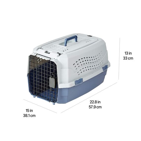 Amazon Basics zweitürige, überladbare Hund hütte, 58L x 38W x 33H cm, Blau