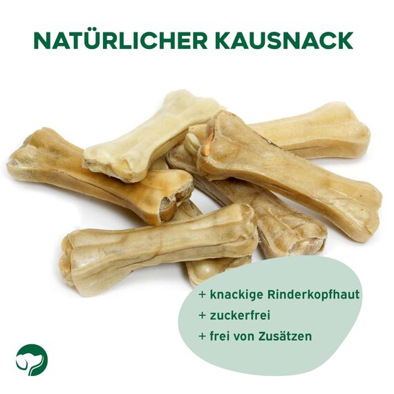 Topdog Kauknochen Hund 100 Stück 12 cm - Rinderhautknochen für Hunde aus 100% Rind - Hundekauknochen - Pflegt die Zähne und unterstützt den natürlichen Kautrieb Ihres Hundes