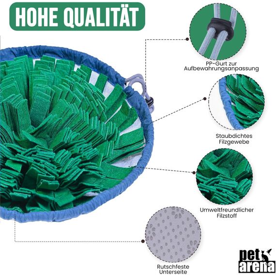 PET ARENA Schnüffelteppich Hund - Schnüffelmatte zur Förderung Beste Materialien - extrem widerstandsfähiges Intelligenzspielzeug für Hunde - größenverstellbar und waschbar