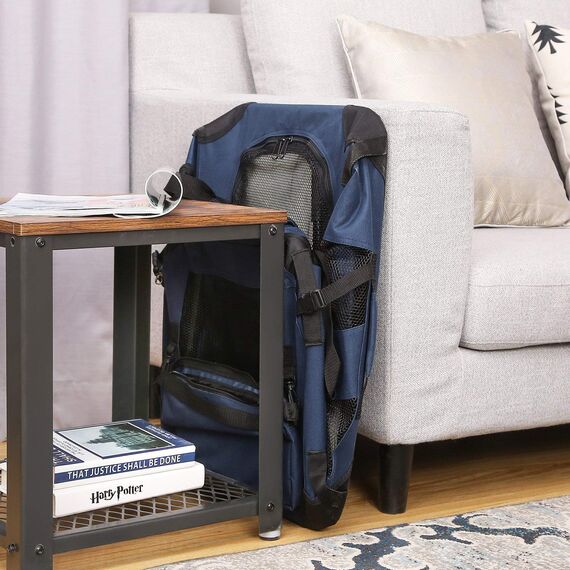 Feandrea Hundebox faltbar, Transportbox Hund, L, Hundetasche, Oxford-Gewebe, Netzstoff, atmungsaktiv tragbar transportabel, Metallrahmen, mit Griffen, Taschen, 70 x 52 x 52 cm, dunkelblau PDC70Z
