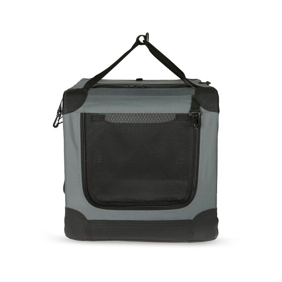 Amazon Basics 4-Türiger Faltbarer Reisezwinger für Katzen, Hund und andere kleine Tiere, Grau, S 66 cm x 46 cm x 46 cm