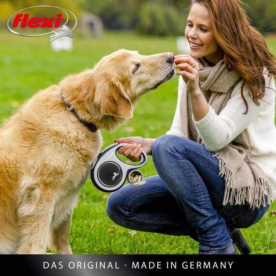 flexi® Multi Box hellgrau, praktische Box für Leckerli und Kotbeutel. Passend für flexi® Xtreme, Comfort, Classic, Neon und Black Design Roll-Leinen der Größen S, M und L