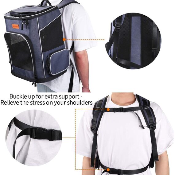 Morpilot Katzenrucksack, Hunderucksack für Katzen Hunde, Faltbare Haustier Rucksack mit Transparentes Netzfenster Atmungsaktive und Leichte Hundetasche