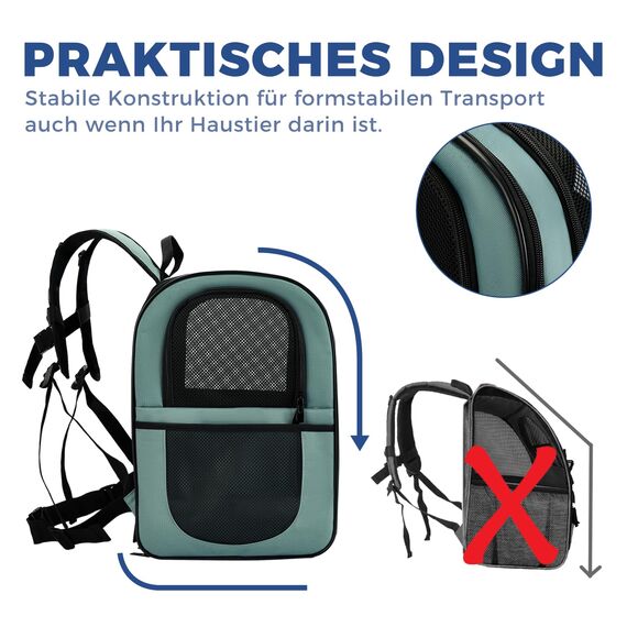 apollo walker HundeRucksack und KatzenRucksack für Kleine Haustiere(Belastbarkeit 2-15kg) - Gepolsterter Rückenstütze Hundetasche Atmungsaktiver Netz-Tierrucksack für Wandern, Reisen, Outdoor Blau