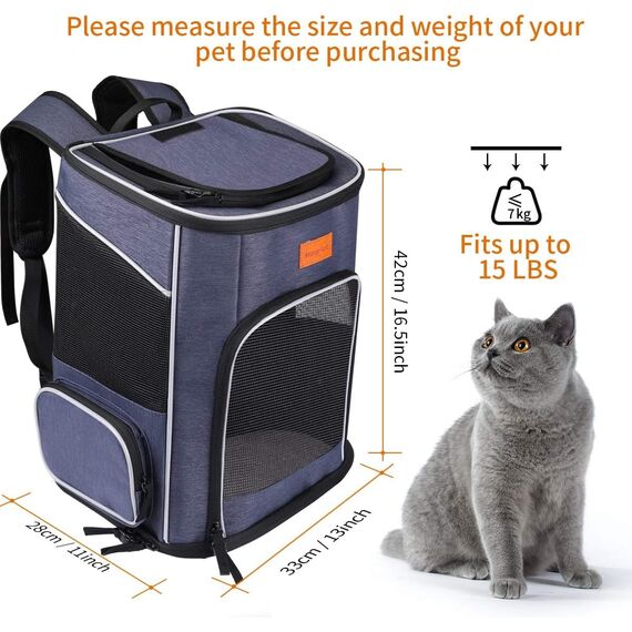 Morpilot Katzenrucksack, Hunderucksack für Katzen Hunde, Faltbare Haustier Rucksack mit Transparentes Netzfenster Atmungsaktive und Leichte Hundetasche