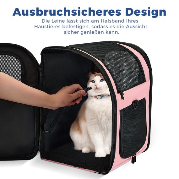 apollo walker HundeRucksack und KatzenRucksack für Kleine Haustiere(Belastbarkeit 2-15kg) - Gepolsterter Rückenstütze Hundetasche Atmungsaktiver Netz-Tierrucksack für Wandern, Reisen, Rosa