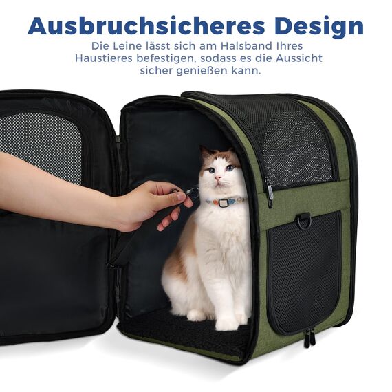 apollo walker HundeRucksack und KatzenRucksack für Kleine Haustiere(Belastbarkeit 2-15kg) - Gepolsterter Rückenstütze Hundetasche Atmungsaktiver Netz-Tierrucksack für Wandern, Reisen, Grün