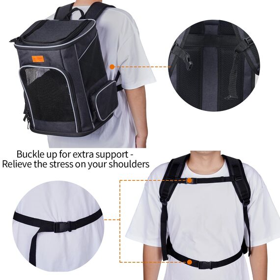 Morpilot Katzenrucksack, Hunderucksack für Katzen und Hunde Welpen, Atmungsaktive und Faltbare Haustier Rucksack mit Transparentes Fenster und Anti-offener Reißverschluss