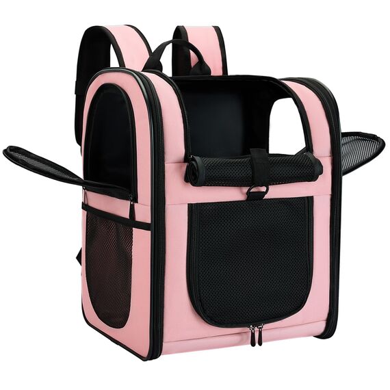 apollo walker HundeRucksack und KatzenRucksack für Kleine Haustiere(Belastbarkeit 2-15kg) - Gepolsterter Rückenstütze Hundetasche Atmungsaktiver Netz-Tierrucksack für Wandern, Reisen, Rosa