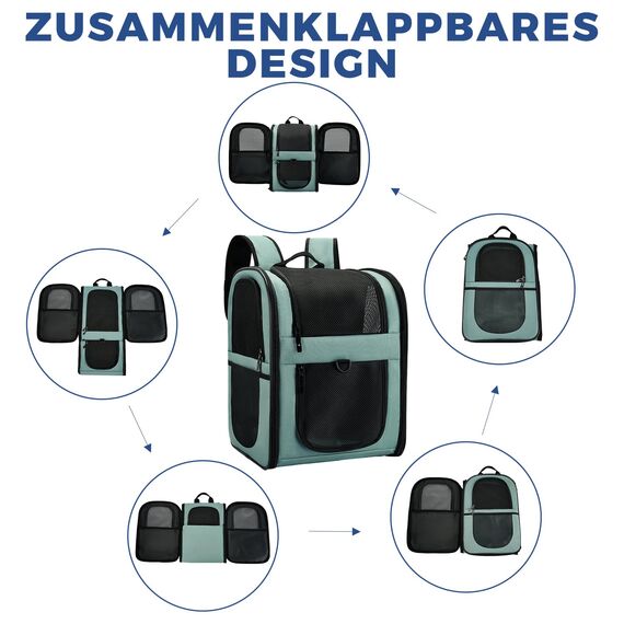 apollo walker HundeRucksack und KatzenRucksack für Kleine Haustiere(Belastbarkeit 2-15kg) - Gepolsterter Rückenstütze Hundetasche Atmungsaktiver Netz-Tierrucksack für Wandern, Reisen, Outdoor Blau