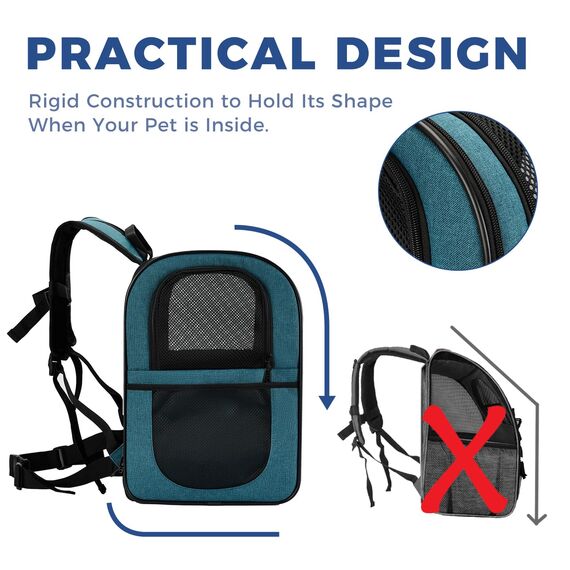 apollo walker HundeRucksack und KatzenRucksack für Kleine Haustiere(Belastbarkeit 2-15kg) - Gepolsterter Rückenstütze Hundetasche Atmungsaktiver Netz-Tierrucksack für Wandern, Reisen, Outdoor See blau