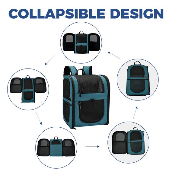 apollo walker HundeRucksack und KatzenRucksack für Kleine Haustiere(Belastbarkeit 2-15kg) - Gepolsterter Rückenstütze Hundetasche Atmungsaktiver Netz-Tierrucksack für Wandern, Reisen, Outdoor See blau
