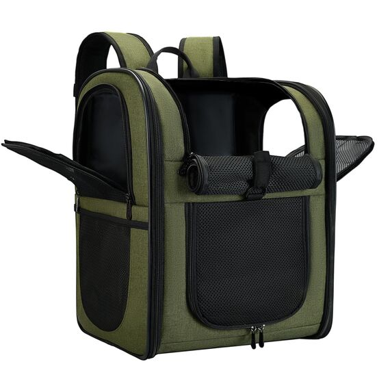 apollo walker HundeRucksack und KatzenRucksack für Kleine Haustiere(Belastbarkeit 2-15kg) - Gepolsterter Rückenstütze Hundetasche Atmungsaktiver Netz-Tierrucksack für Wandern, Reisen, Grün