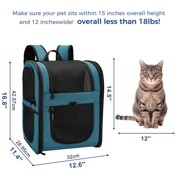 apollo walker HundeRucksack und KatzenRucksack für Kleine Haustiere(Belastbarkeit 2-15kg) - Gepolsterter Rückenstütze Hundetasche Atmungsaktiver Netz-Tierrucksack für Wandern, Reisen, Outdoor See blau
