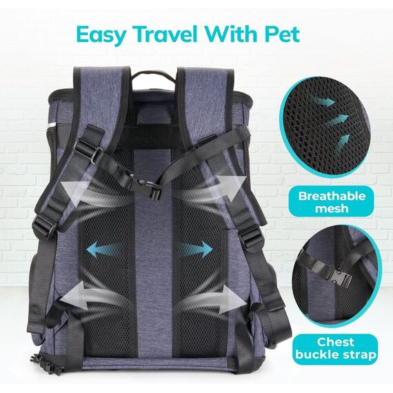 Morpilot Katzenrucksack Hunderucksack für Katzen und Kleine Hunde 7kg, Faltbare Haustier Rucksack mit Innerer Sicherheitsleine und Schale
