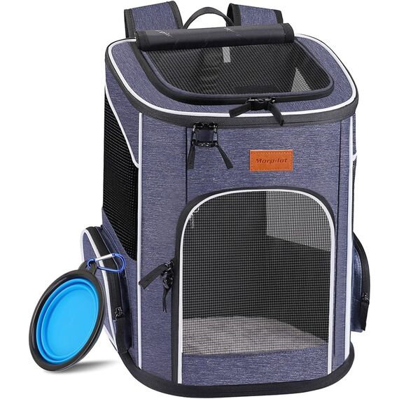 Morpilot Katzenrucksack, Hunderucksack für Katzen Hunde, Faltbare Haustier Rucksack mit Transparentes Netzfenster Atmungsaktive und Leichte Hundetasche