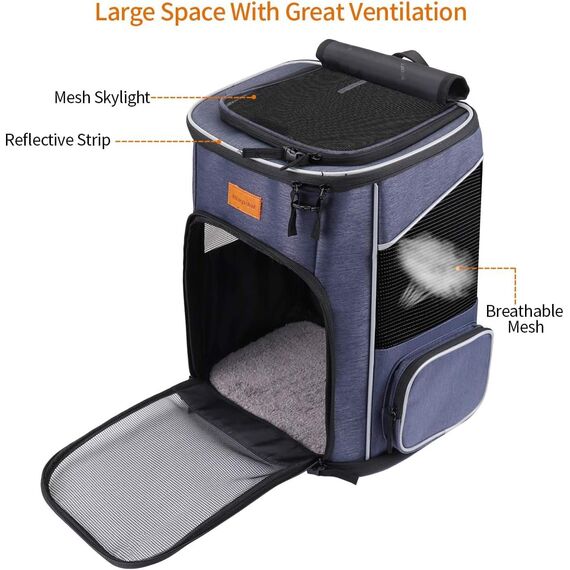 Morpilot Katzenrucksack, Hunderucksack für Katzen Hunde, Faltbare Haustier Rucksack mit Transparentes Netzfenster Atmungsaktive und Leichte Hundetasche