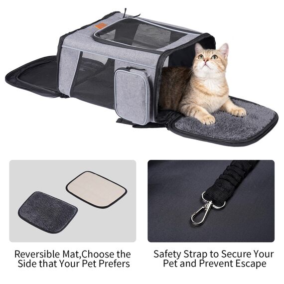 Morpilot Katzenrucksack, Hunderucksack für Katzen und Hunde Welpen, Atmungsaktive und Faltbare Haustier Rucksack mit Transparentes Fenster und Anti-offener Reißverschluss