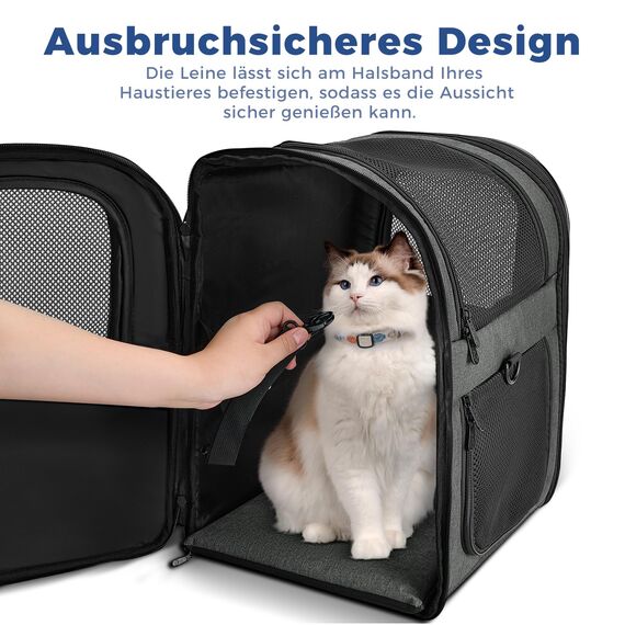 apollo walker HundeRucksack und KatzenRucksack für Kleine Haustiere(Belastbarkeit 2-15kg) - Gepolsterter Rückenstütze Hundetasche Atmungsaktiver Netz-Tierrucksack für Wandern, Reisen, Outdoor Grau