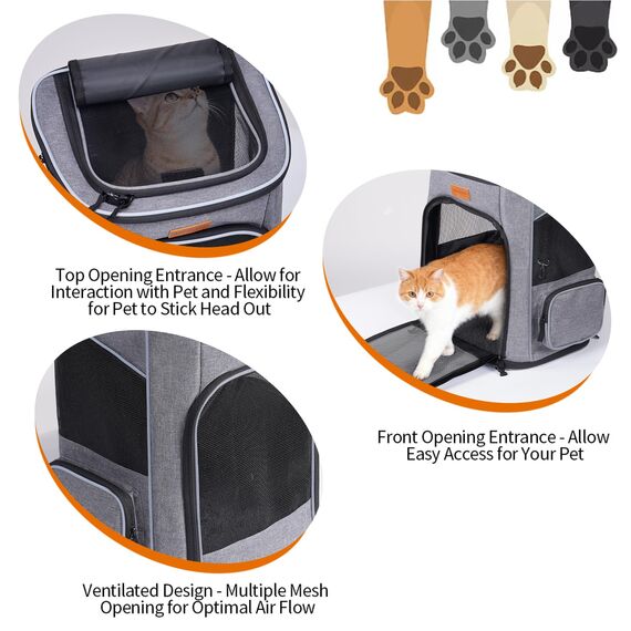 Morpilot Katzenrucksack, Hunderucksack für Katzen und Hunde Welpen, Atmungsaktive und Faltbare Haustier Rucksack mit Transparentes Fenster und Anti-offener Reißverschluss