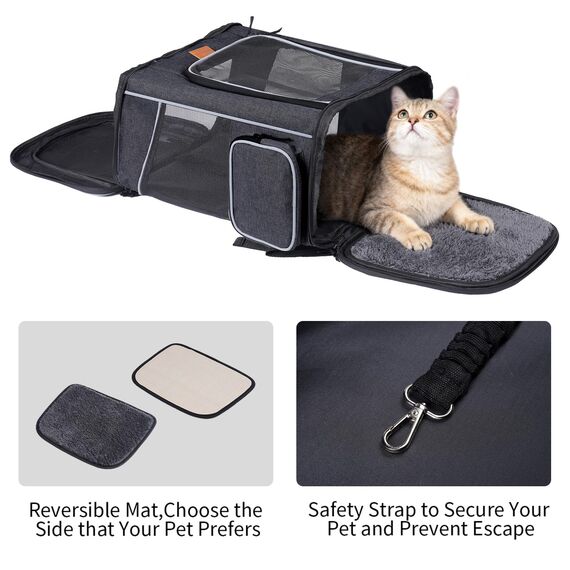 Morpilot Katzenrucksack, Hunderucksack für Katzen und Hunde Welpen, Atmungsaktive und Faltbare Haustier Rucksack mit Transparentes Fenster und Anti-offener Reißverschluss