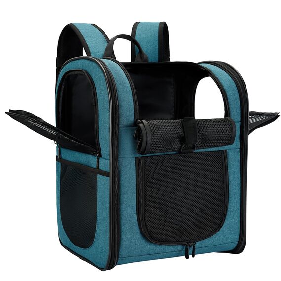 apollo walker HundeRucksack und KatzenRucksack für Kleine Haustiere(Belastbarkeit 2-15kg) - Gepolsterter Rückenstütze Hundetasche Atmungsaktiver Netz-Tierrucksack für Wandern, Reisen, Outdoor See blau