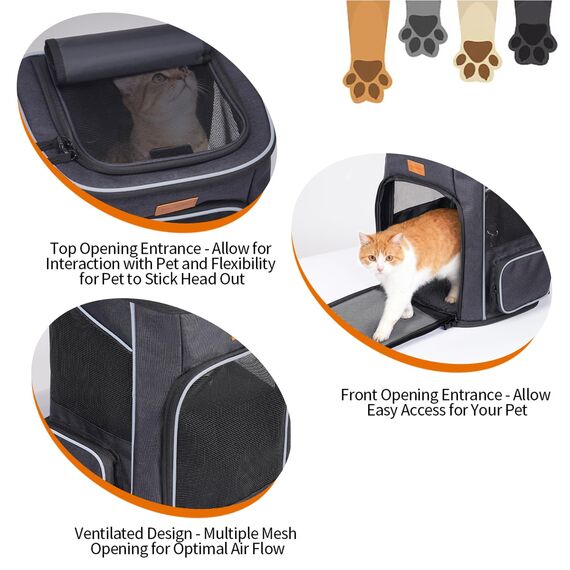 Morpilot Katzenrucksack, Hunderucksack für Katzen und Hunde Welpen, Atmungsaktive und Faltbare Haustier Rucksack mit Transparentes Fenster und Anti-offener Reißverschluss