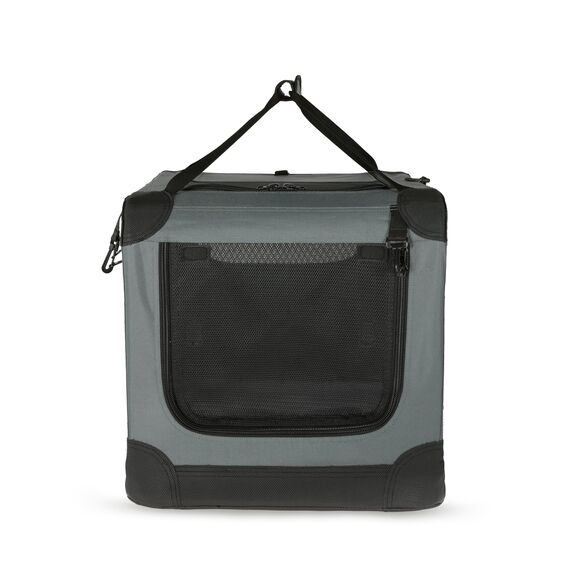 Amazon Basics 4-Türiger Faltbarer Reisezwinger für Hunde, Katzen, Kaninchen & andere Kleintiere, Grau, M 76 cm x 54 cm x 54 cm
