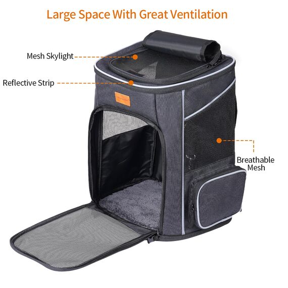 Morpilot Katzenrucksack, Hunderucksack für Katzen und Hunde Welpen, Atmungsaktive und Faltbare Haustier Rucksack mit Transparentes Fenster und Anti-offener Reißverschluss