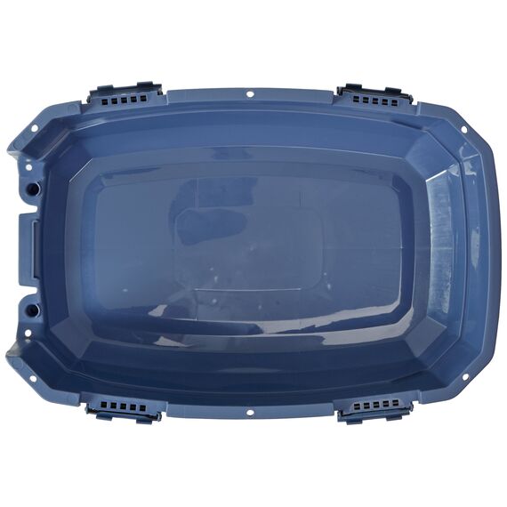 Amazon Basics Hund Transportbox für Haustiere, 2 Türen, 1 Dachöffnung, L 48 x B 32 x H 25 cm, Blau