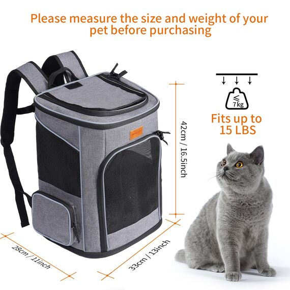 Morpilot Katzenrucksack, Hunderucksack für Katzen und Hunde Welpen, Atmungsaktive und Faltbare Haustier Rucksack mit Transparentes Fenster und Anti-offener Reißverschluss