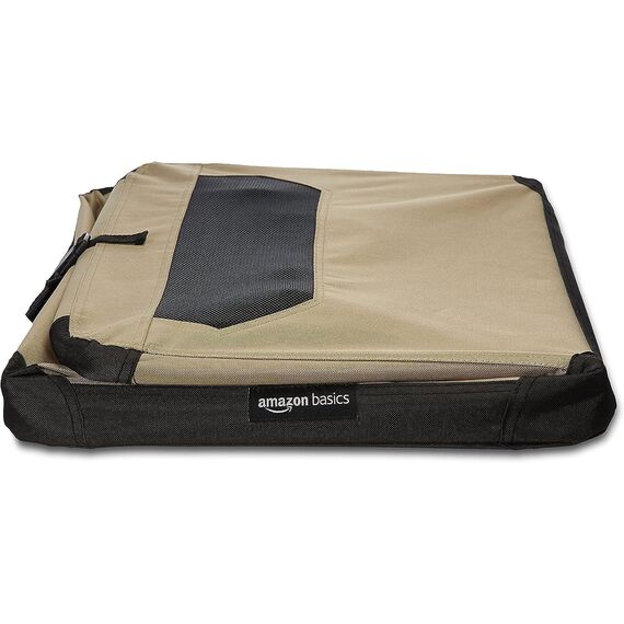 Amazon Basics 2 türige Tragbar weich faltbar käfig für Hund oder Katze, S (66 x 46 x 46 cm), Braun