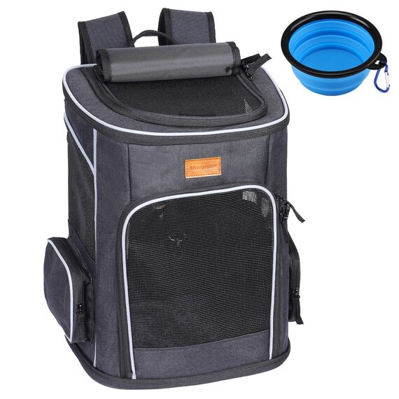 Morpilot Katzenrucksack, Hunderucksack für Katzen und Hunde Welpen, Atmungsaktive und Faltbare Haustier Rucksack mit Transparentes Fenster und Anti-offener Reißverschluss
