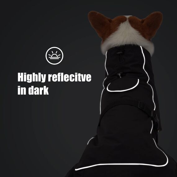 HEYWEAN Hundejacke Wasserdichter Hundemantel Reflektierende Jacke für kaltes Wetter mit weichem Fleecefutter Warmer Mantel für Hund Indoor & Outdoor Camping Wandern