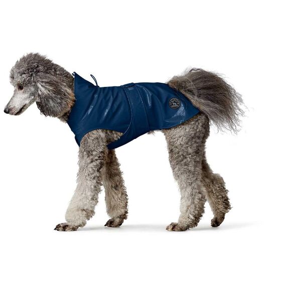 Hunter Hunde-Regenmantel Milford, Farbe: blau, ergonomische Passform für optimalen Schutz, individuell verstellbar, Reißverschluss für Geschirrträger, pflegeleicht & waschbar bei 30 °C, Größe: 70