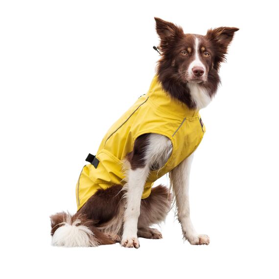 TRIXIE Regenmantel Vimy für Hunde gelb S - Bauchumfang: 34 - 53 cm – Hunde-Regenjacke mit reflektierenden Elementen für mehr Sichtbarkeit im Dunkeln – bequem & verstellbar - 67972