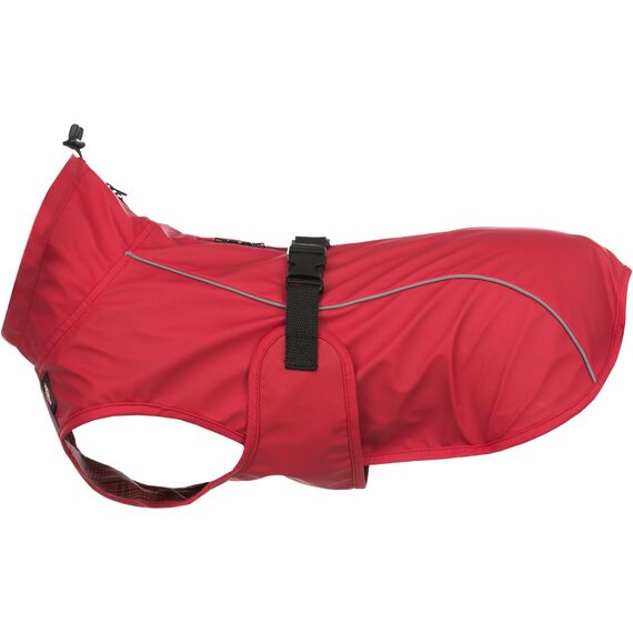 TRIXIE Vimy Regenmantel für Hunde, rot, Größe M – Bauchumfang: 44–63 cm – Regenmantel für Hunde mit reflektierenden Elementen für bessere Sichtbarkeit im Dunkeln – bequem und verstellbar – 680224
