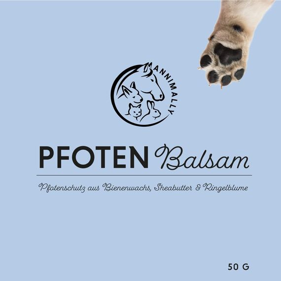 Annimally Pfotenbalsam Hund 50g – Pfotenschutz für Hund & Katze mit Bienenwachs, Sheabutter & Ringelblumenöl – Pfotensalbe für die Pfotenpflege im Sommer bei Hitze & heißem Asphalt - Hundepflege