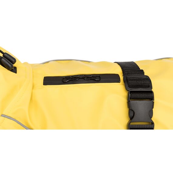 TRIXIE Regenmantel Vimy für Hunde gelb XL - Bauchumfang: 80 cm – Hunde-Regenjacke mit reflektierenden Elementen für mehr Sichtbarkeit im Dunkeln – bequem & verstellbar - 67979