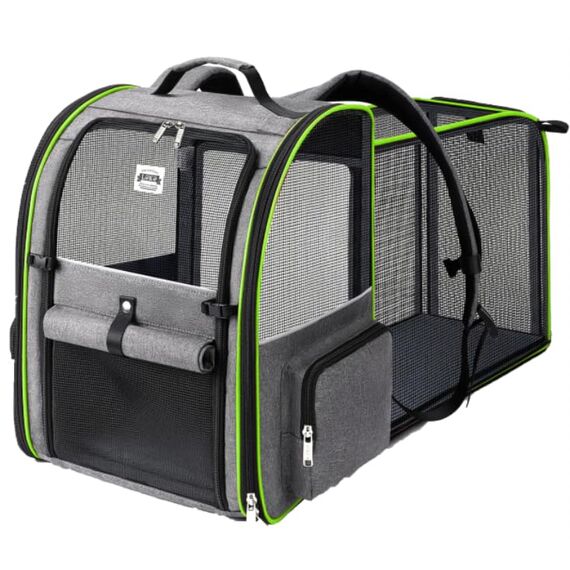 Lekespring Erweiterbar Katzenrucksack Hunderucksack für Katzen Hunde bis 8kg, Groß Katzen Rucksack Faltbare Haustier Rucksack, Grau_2