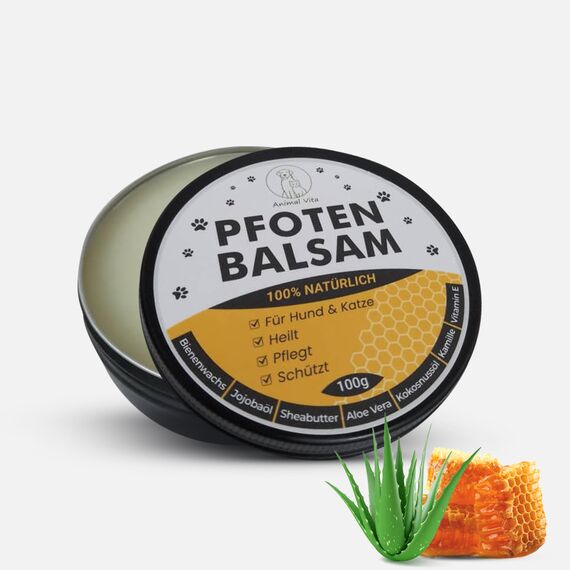 Animal Vita® Pfotenbalsam 100ml für Hunde und Katzen [mit Bienenwachs] 100% natürliche Inhaltsstoffe - Pflegt rissige und spröde Pfoten - Natürliche Pfotenpflege - Nasenbalsam ohne Parfüm