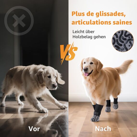 2 Paar Anti-Rutsch-Hundesocken, Weiche Socken für den Pfotenschutz von Hunden mit verstellbarem Klettverschluss für Innenbereich