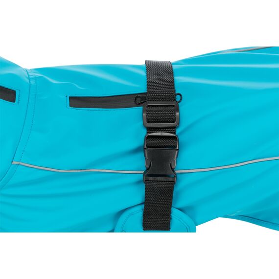 TRIXIE Regenmantel Vimy für Hunde türkis XS - Bauchumfang: 24 - 41 cm – Hunde-Regenjacke mit reflektierenden Elementen für mehr Sichtbarkeit im Dunkeln – bequem & verstellbar - 680201