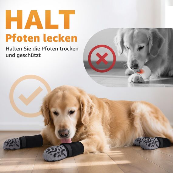 2 Paar Anti-Rutsch-Hundesocken, Weiche Socken für den Pfotenschutz von Hunden mit verstellbarem Klettverschluss für Innenbereich