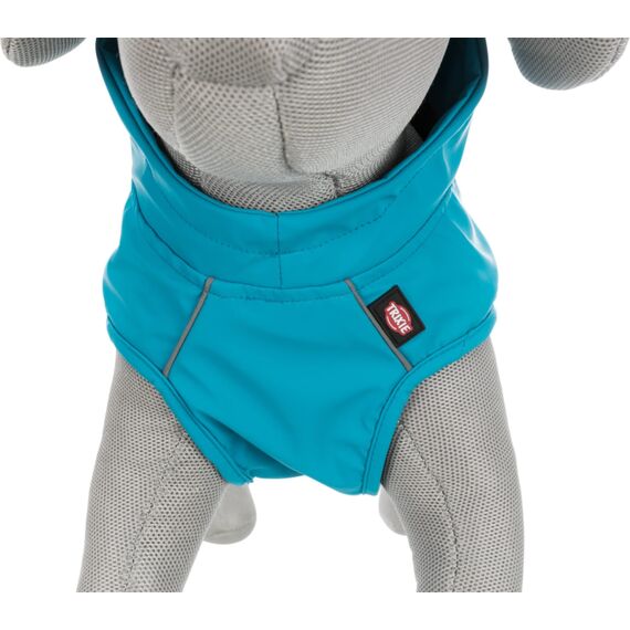 TRIXIE Regenmantel Vimy für Hunde türkis M - Bauchumfang: 44 - 63 cm – Hunde-Regenjacke mit reflektierenden Elementen für mehr Sichtbarkeit im Dunkeln – bequem & verstellbar - 680204