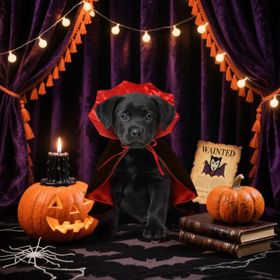 HSSPYY Karneval Hundekostüm Größe – Vampir Umhang mit Stehkragen & Doppelverschluss – Robust, Bequem & Ideal für Fasching, Umzug & Fotos - M (50 cm)