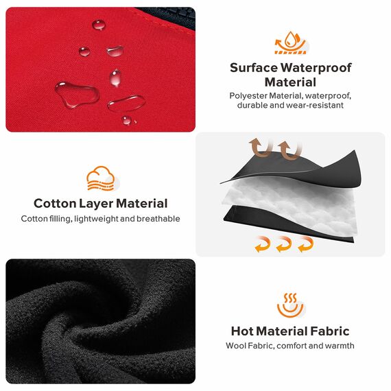 Woiil Hundemantel Hundejacke Wintermantel für Mittelgroße Hunde, Hundemantel Winter mit Geschirr, Hunde Wintermantel Kostüm Ärmellose Baumwolle Gepolsterte Weste Wasserdicht Warme Reflektierend, Rot M
