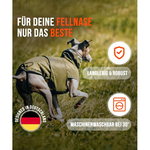 ZAUBERPFOTE® Hunderegenmantel London I Mit extra langem YKK® Reißverschluss für Halsband & Geschirr I Für kleine, mittlere & große Hunde I Wasserdicht & Maschinenwaschbar I Regenmantel für Hunde (55)